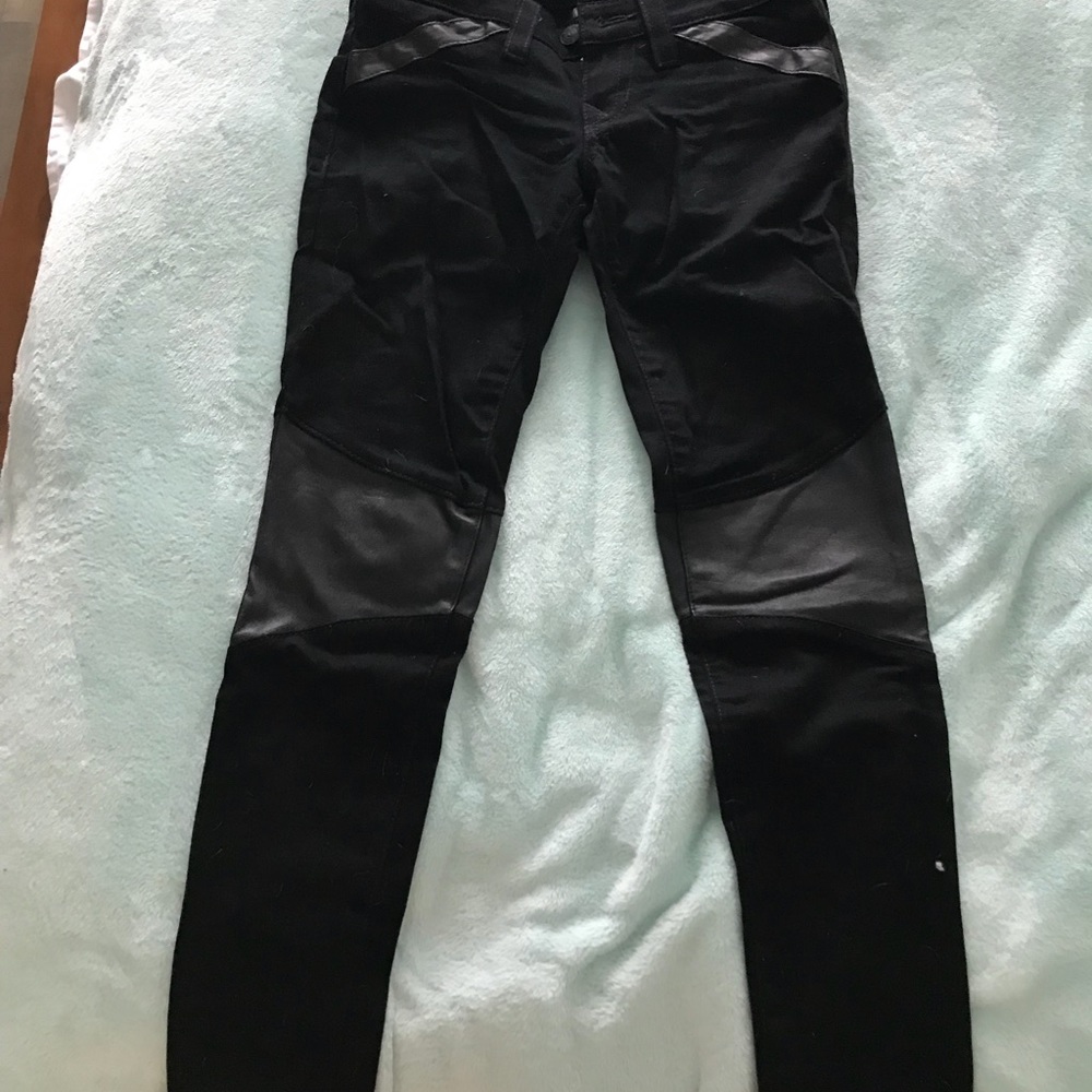 True religion leather panel jeans